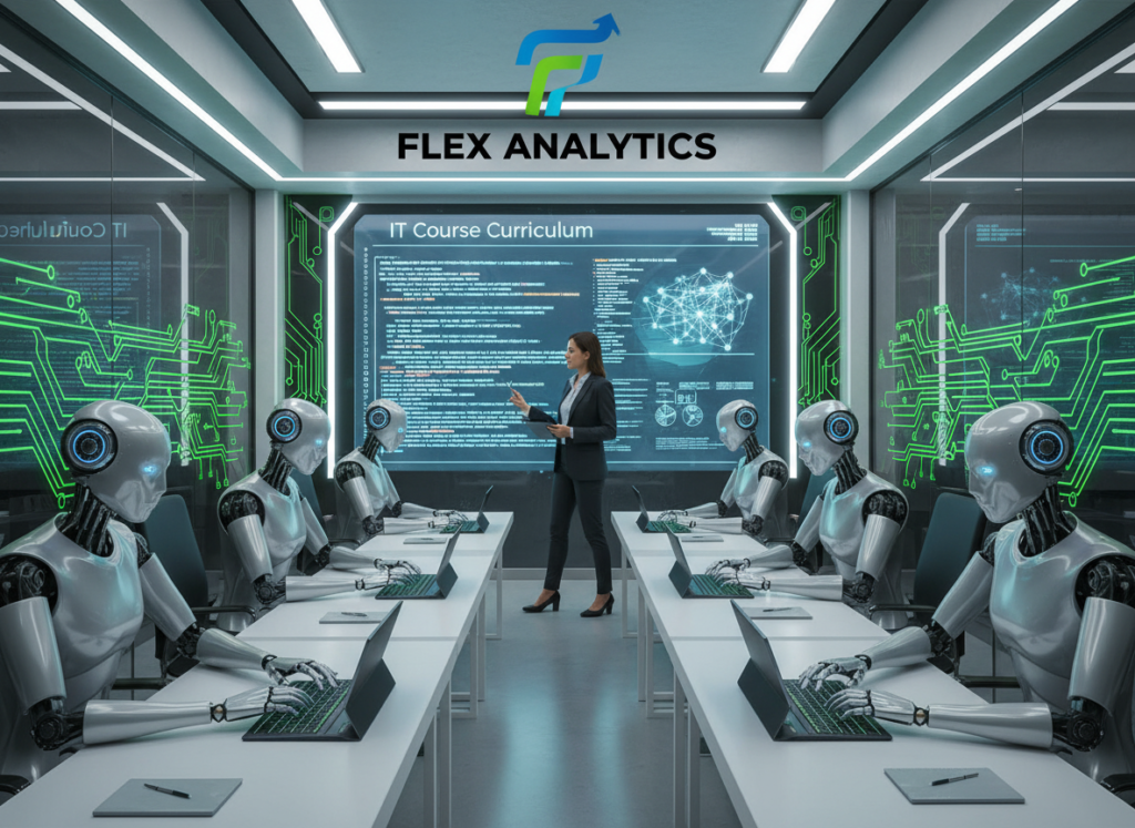 Firefly_create a image for website showing the human robots getting trained on IT Courses in 451628 (1)